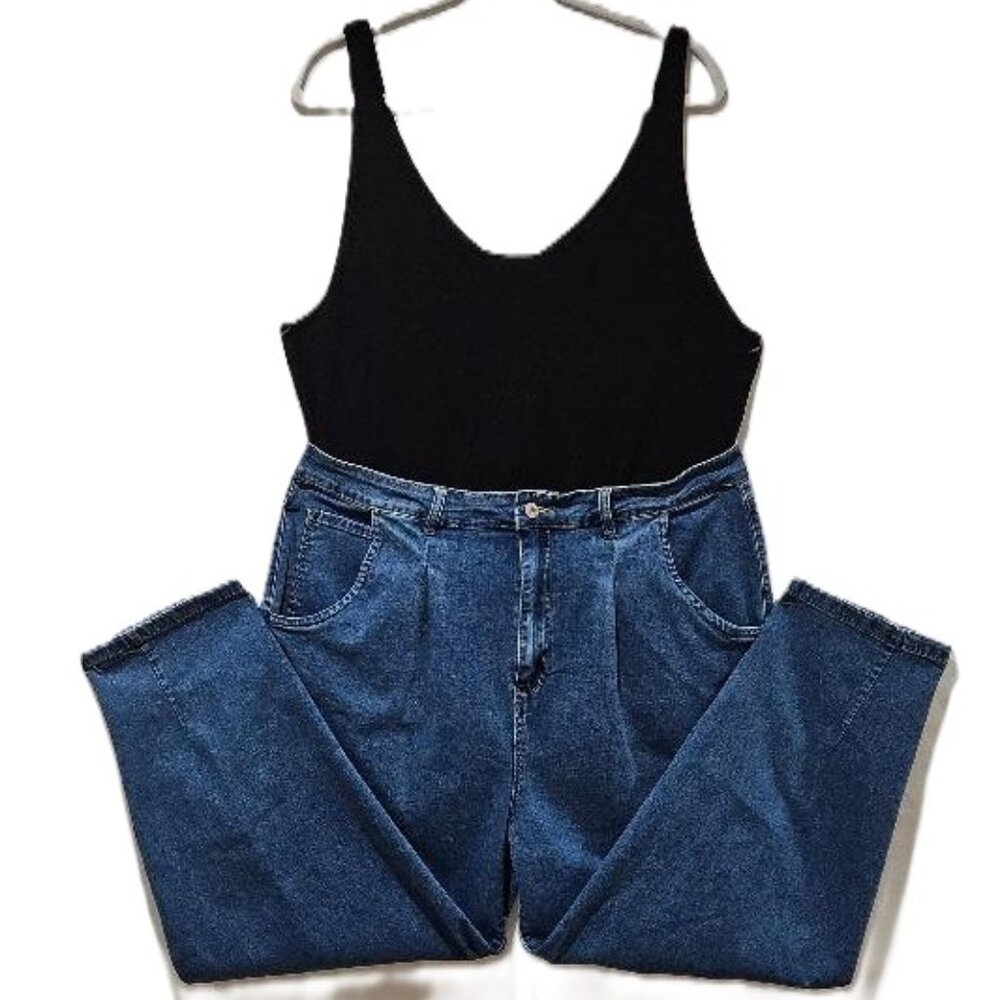 80s RETRO PLEATED BALLOON BARREL LIGHT WASH HIGH WAIST JEANS 2X EDGY DENIM